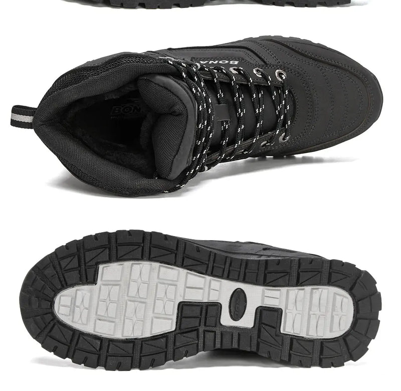 BONA-Botas de couro de pelúcia para homens, botas de neve super quentes, tênis alto, sapatos de inverno, novos designers, 2022