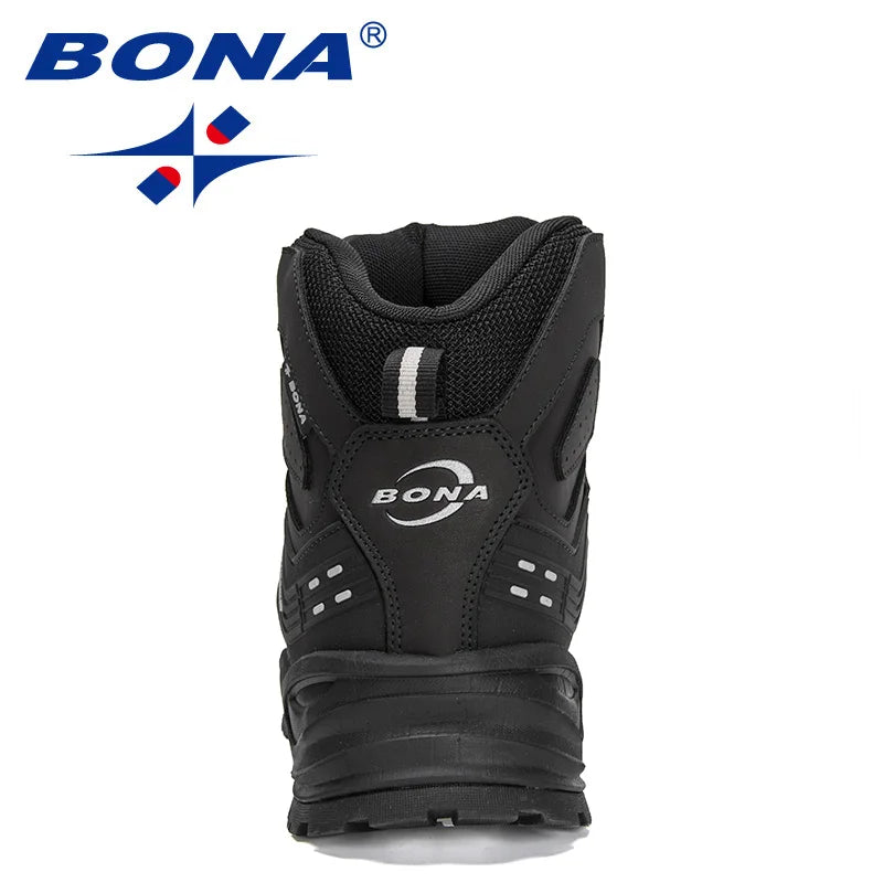 BONA-Botas de couro de pelúcia para homens, botas de neve super quentes, tênis alto, sapatos de inverno, novos designers, 2022