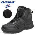 BONA-Botas de couro de pelúcia para homens, botas de neve super quentes, tênis alto, sapatos de inverno, novos designers, 2022